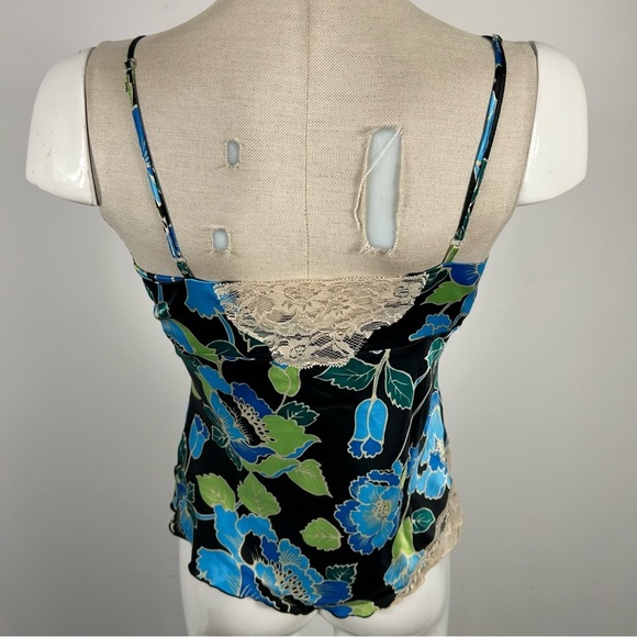 ❤️ MIXIT Floral Lace Trim Camisole Top - Blue and Black petite S - Picture 5 of 10